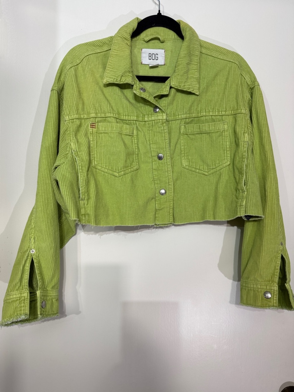 BDG Cropped Corduroy Jacket in Lime